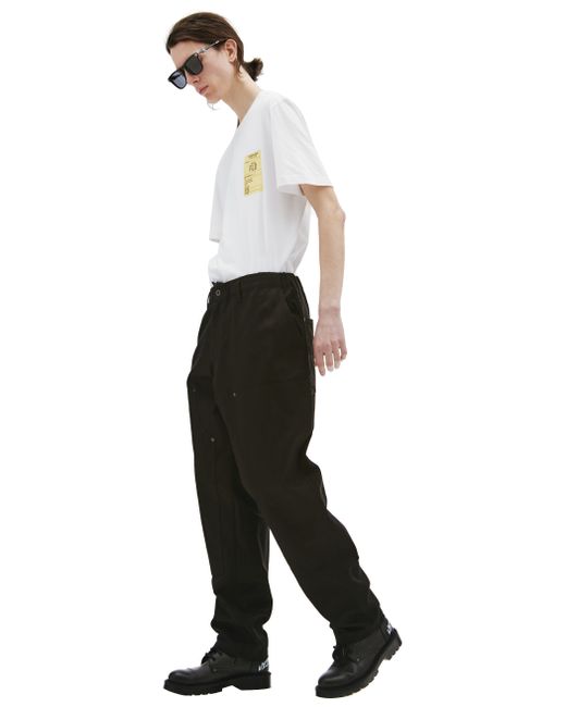 Yohji Yamamoto Хлопковые брюки с нашивками