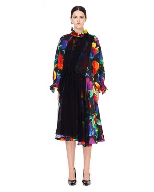 Balenciaga Шелковое платье с цветочным принтом