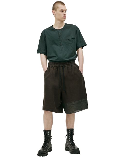 Ziggy Chen Льняные шорты с контрастной вставкой