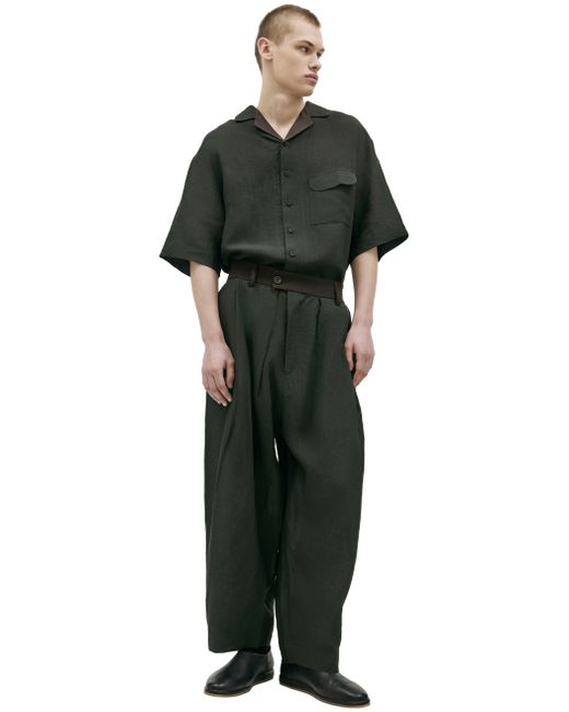 Ziggy Chen Льняные брюки с контрастным поясом