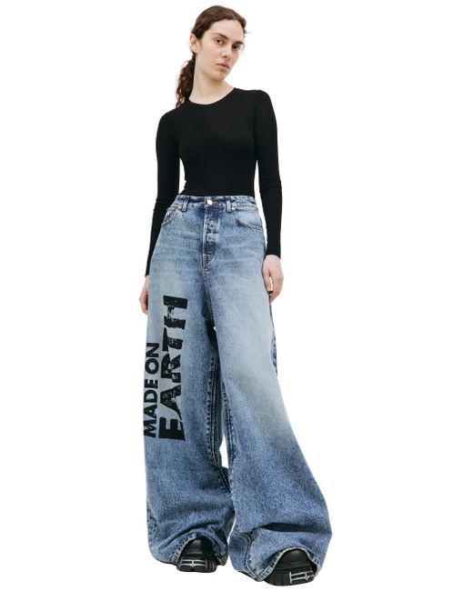 Vetements Широкие джинсы с принтом Made on earth