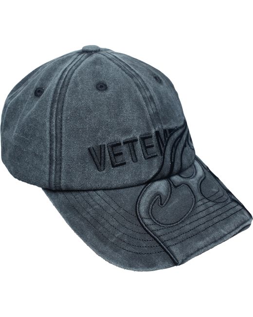 Vetements Джинсовая кепка пламенем и вышивкой логотипа