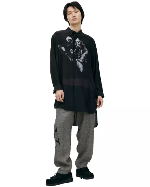 Yohji Yamamoto Шелковая рубашка с принтом