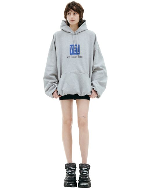 Vetements Серое худи с принтом