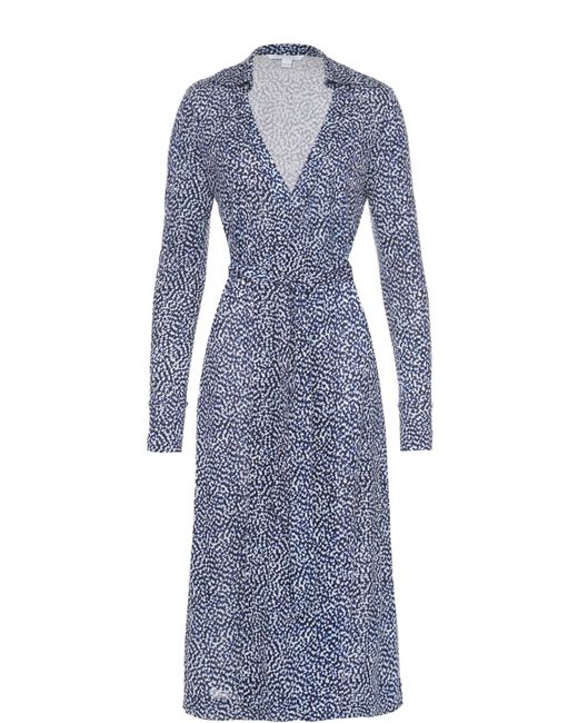 Diane Von Furstenberg Шелковое платье в запахом и контрастным принтом