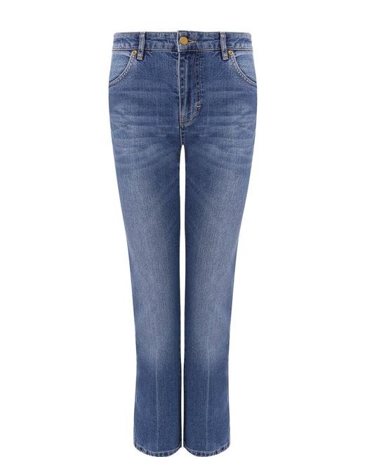 Victoria, Victoria Beckham Укороченные расклешенные джинсы с потертостями