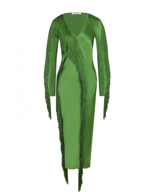 Diane Von Furstenberg Однотонное приталенное платье-миди с бахромой