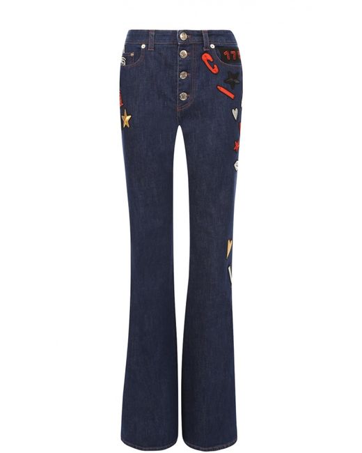 Sonia Rykiel Расклешенные джинсы с завышенной талией и яркими нашивками