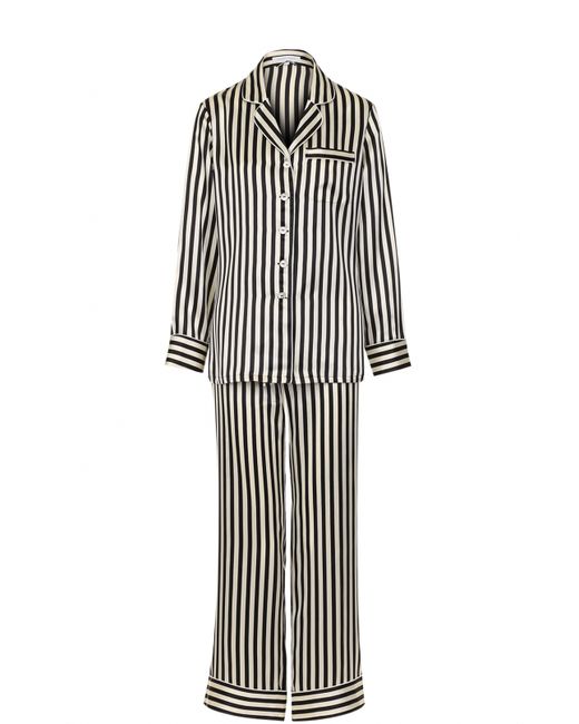 Olivia Von Halle Шелковая пижама в контрастную полоску