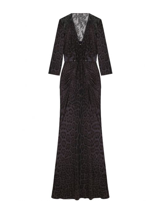 Roberto Cavalli Приталенное платье-макси с V-образным вырезом