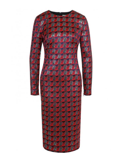 Diane Von Furstenberg Приталенное платье-миди с длинным рукавом