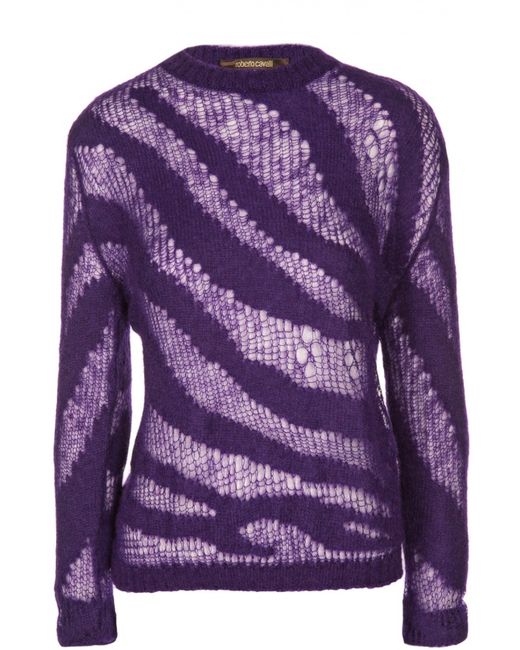 Roberto Cavalli Полупрозрачный пуловер с круглым вырезом