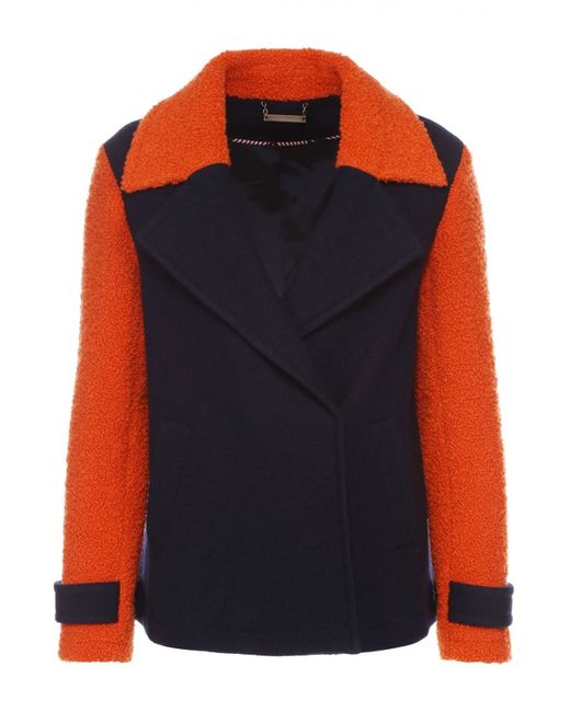 Diane Von Furstenberg Укороченное пальто с широкими лацканами и контрастной отделкой