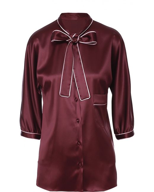 Dolce & Gabbana Шелковая блуза с контрастной отделкой и воротником аскот