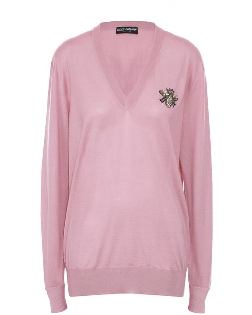 Dolce & Gabbana Кашемировый удлиненный пуловер с декоративной отделкой