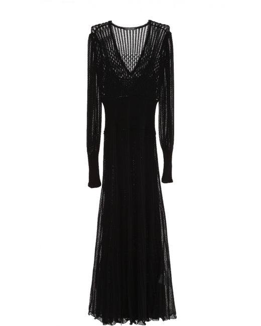 Alexander McQueen Полупрозрачное вязаное платье с V-образным вырезом