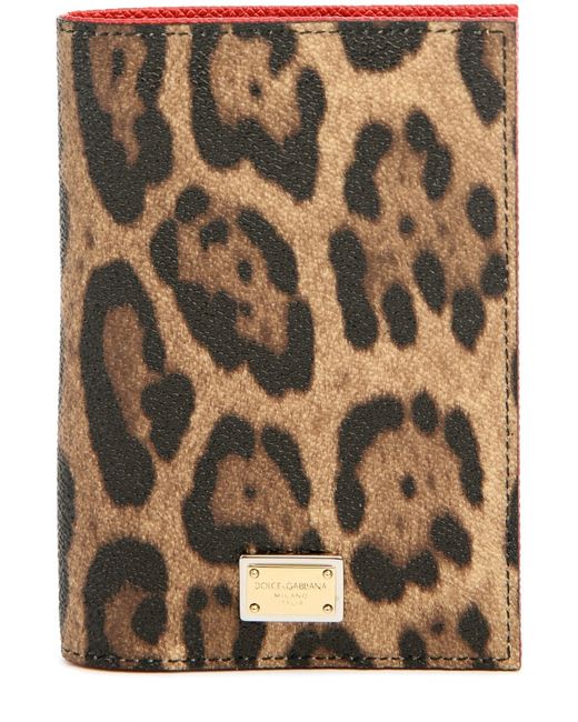 Dolce & Gabbana Обложка для паспорта с леопардовым принтом