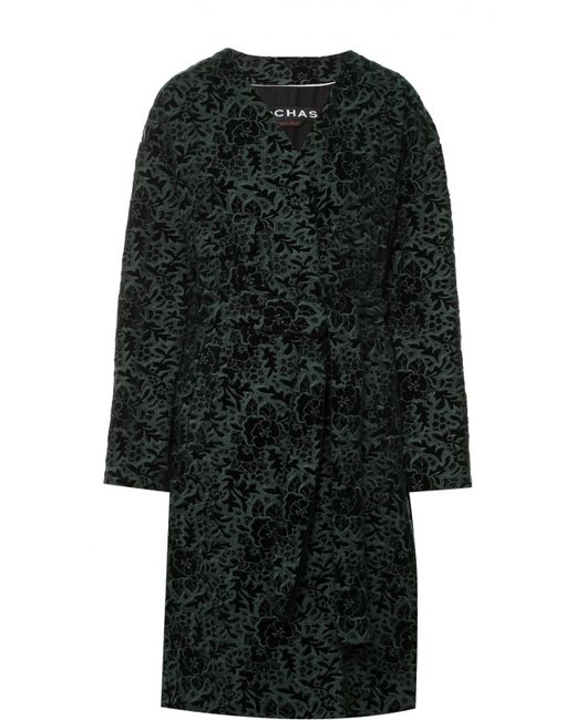 Rochas Пальто-кимоно с поясом и кружевной отделкой
