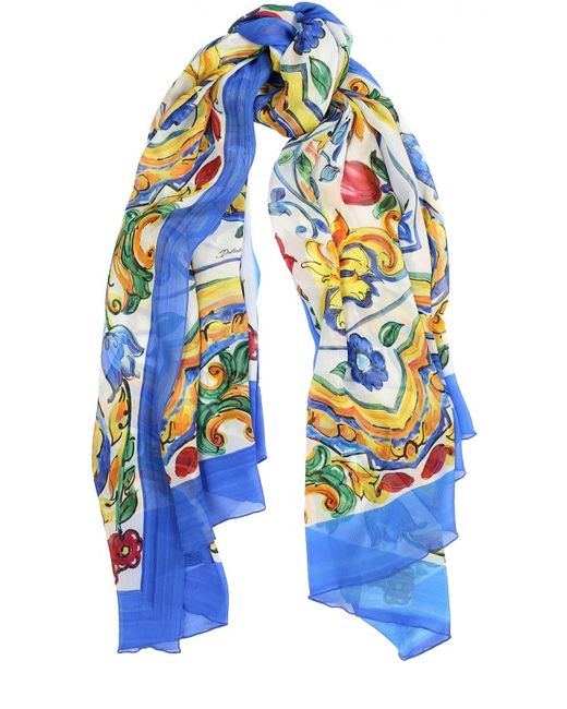 Dolce & Gabbana Шелковый шарф с принтом Maiolica