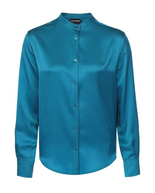 Tom Ford Шелковая блуза прямого кроя с воротником-стойкой