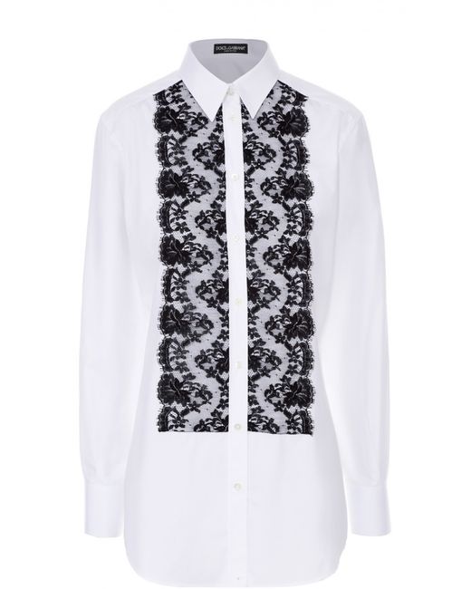 Dolce & Gabbana Удлиненная блуза с контрастной кружевной отделкой