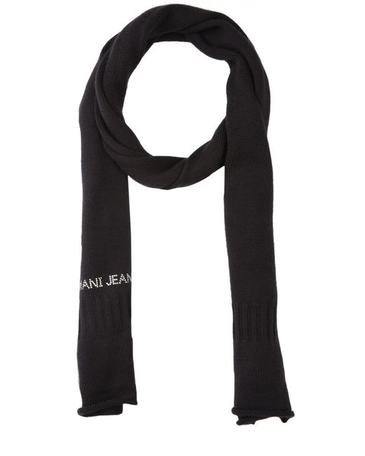 Armani Jeans Вязаный шарф с логотипом бренда