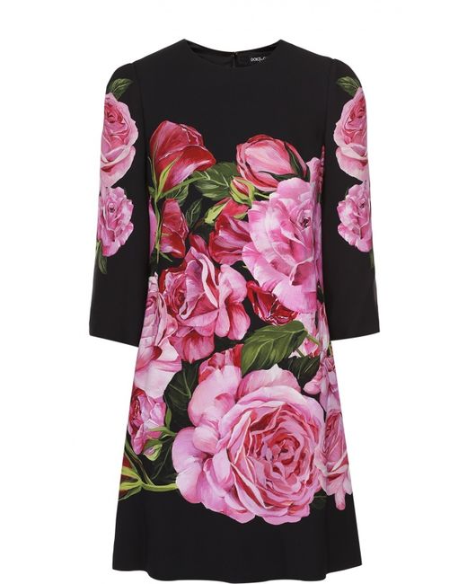 Dolce & Gabbana Мини-платье с укороченным рукавом и цветочным принтом
