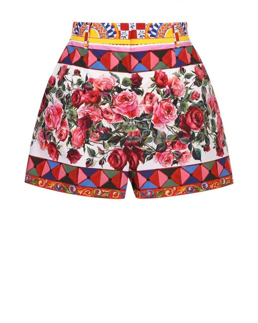 Dolce & Gabbana Хлопковые мини-шорты с ярким принтом