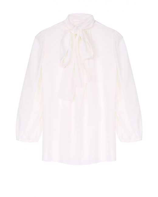 Dolce & Gabbana Шелковая блуза прямого кроя с воротником аскот