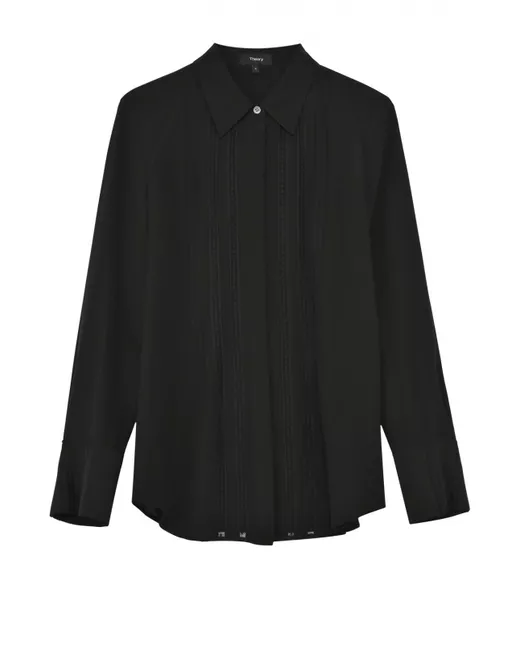 Theory Шелковая блуза прямого кроя с полупрозрачными вставками