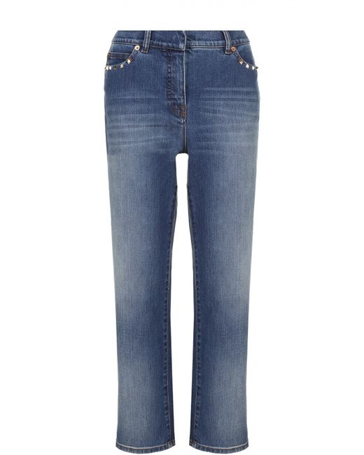 Valentino Укороченные расклешенные джинсы с шипами