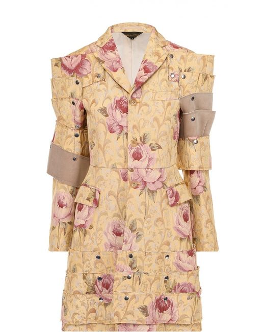 Comme Des Garcons Приталенное пальто с декоративной отделкой и цветочным принтом