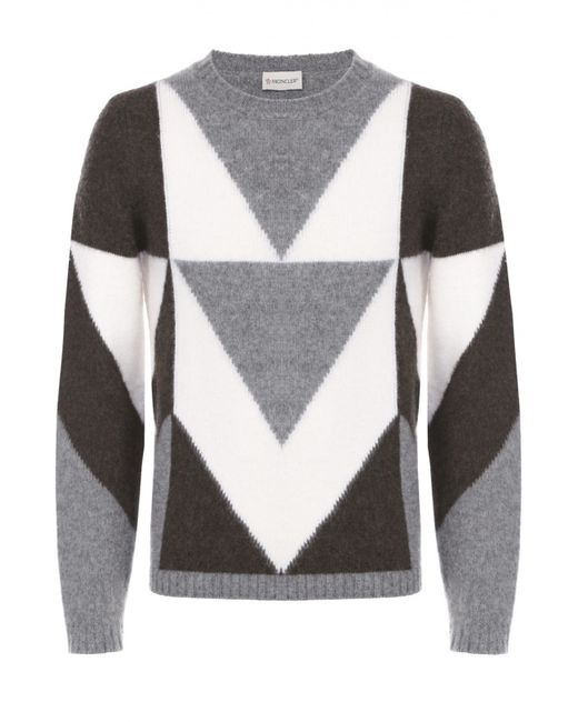 Moncler Шерстяной свитер с контрастным узором