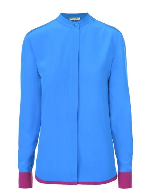 Emilio Pucci Шелковая блуза прямого кроя с контрастной отделкой