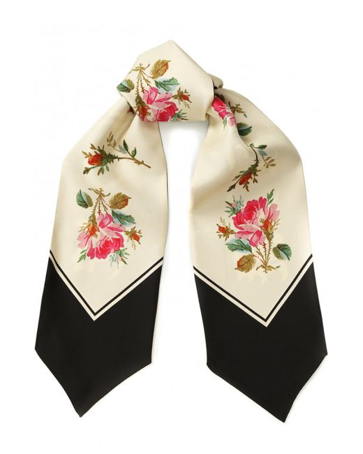 Gucci Шелковый шарф-бандо с цветочным принтом