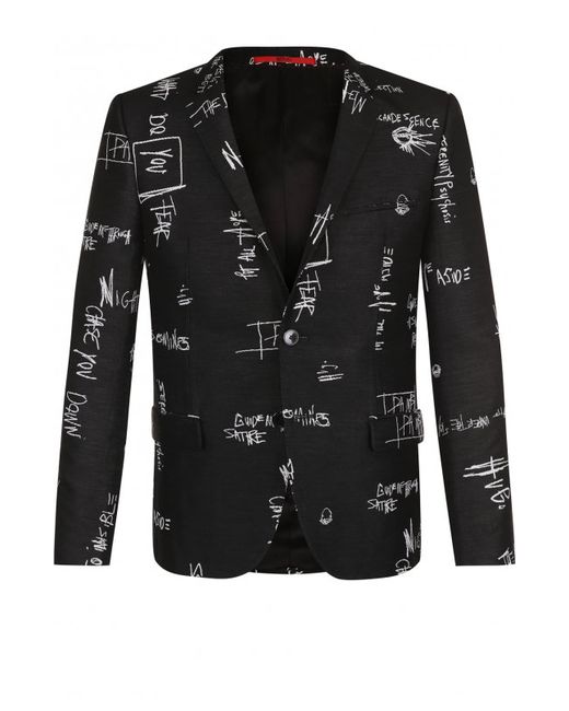 Hugo Однобортный приталенный пиджак с принтом