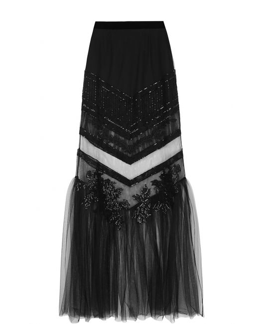 La Perla Прозрачная юбка-макси с вышивкой