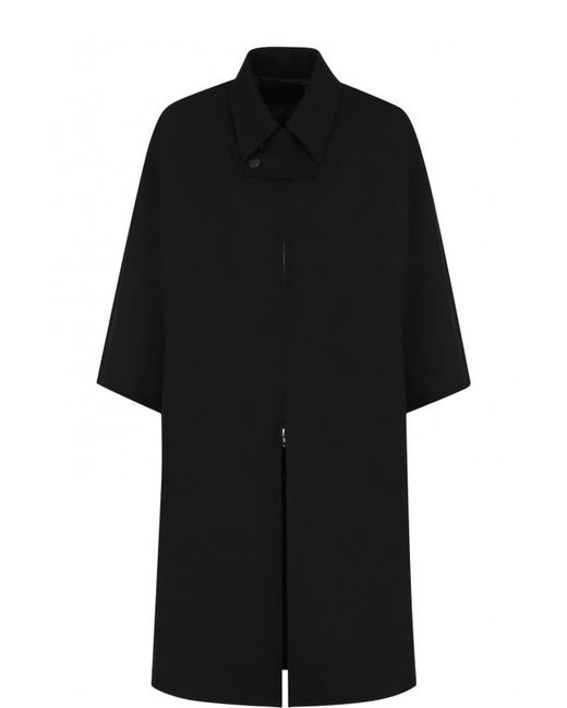 Yohji Yamamoto Однотонное шерстяное пальто свободного кроя