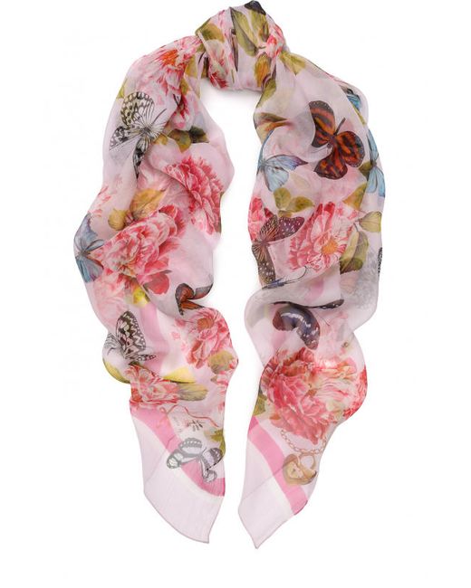 Dolce & Gabbana Шелковый шарф с цветочным принтом