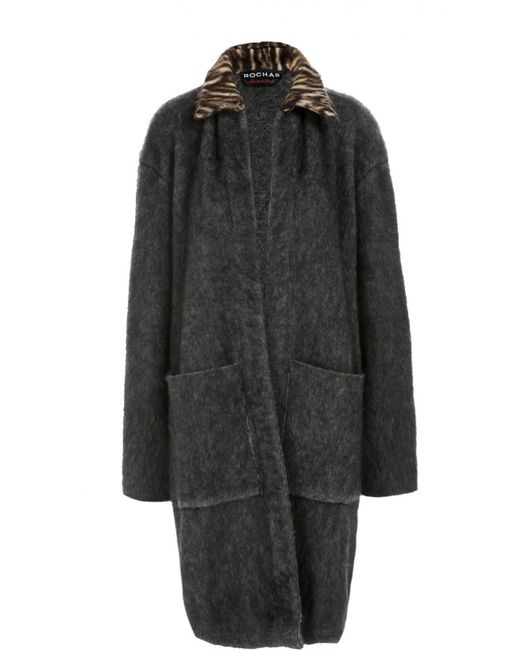 Rochas Пальто прямого кроя с накладными карманами и контрастным воротником
