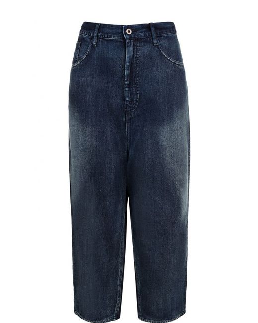 Yohji Yamamoto Укороченные джинсы с потертостями