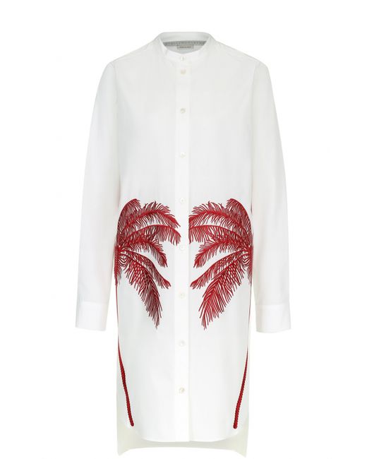 Stella Mccartney Платье-рубашка с контрастной вышивкой в виде пальм