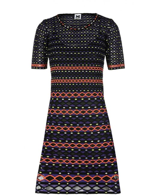 Missoni Вязаное мини-платье с контрастным принтом M