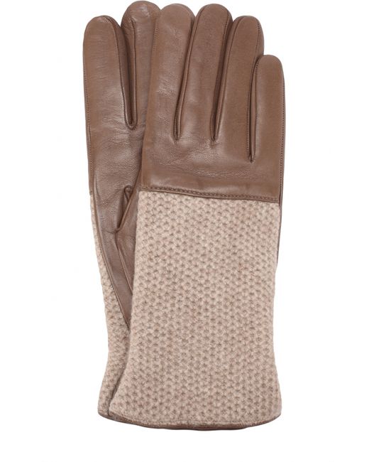 Sermoneta Gloves Кожаные перчатки с вязаной отделкой из кашемира
