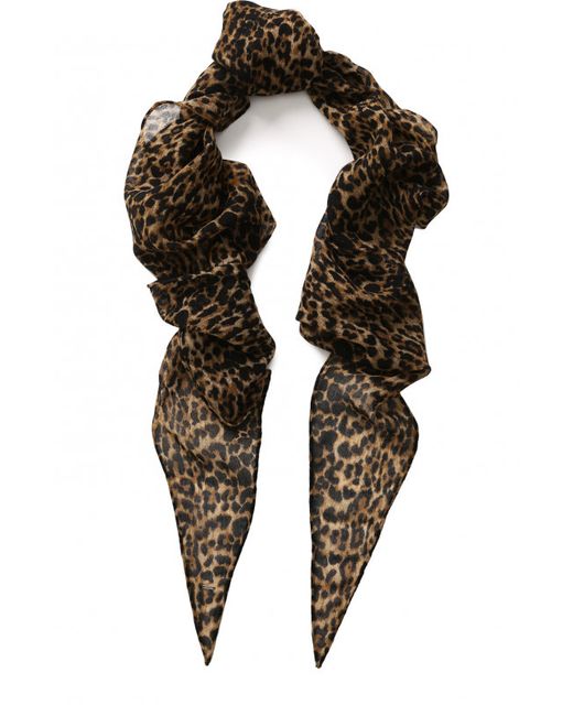 Saint Laurent Шерстяной шарф с леопардовым принтом