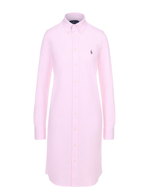 Polo Ralph Lauren Платье-рубашка прямого кроя с вышитым логотипом бренда
