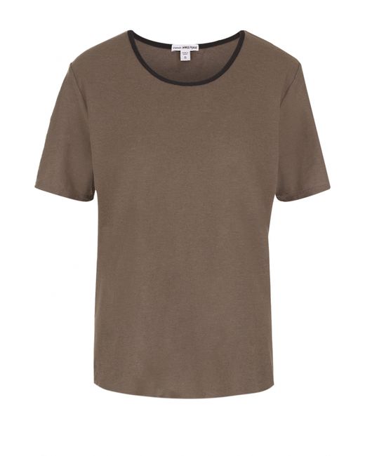 James Perse Хлопковая футболка с контрастной отделкой выреза
