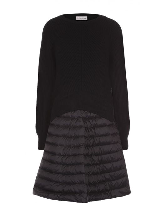 Moncler Платье фактурной вязки с утепленной юбкой