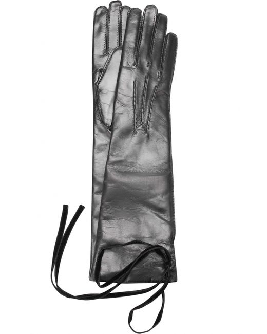 Ann Demeulemeester Кожаные перчатки с бархатными завязками