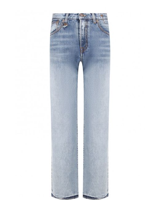 R13 Укороченные расклешенные джинсы с потертостями